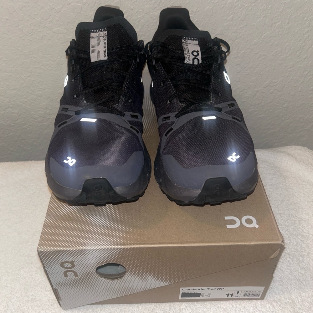 On Men’s Cloudsurfer Trail Waterproof Running Shoes  Black/Eclipse